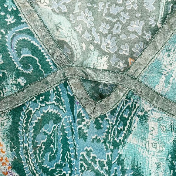 Vintage Y2K Paisley Print Sheer Long Sleeve Blouse Boho Indie Bohemian SMALL - Picture 5 of 6